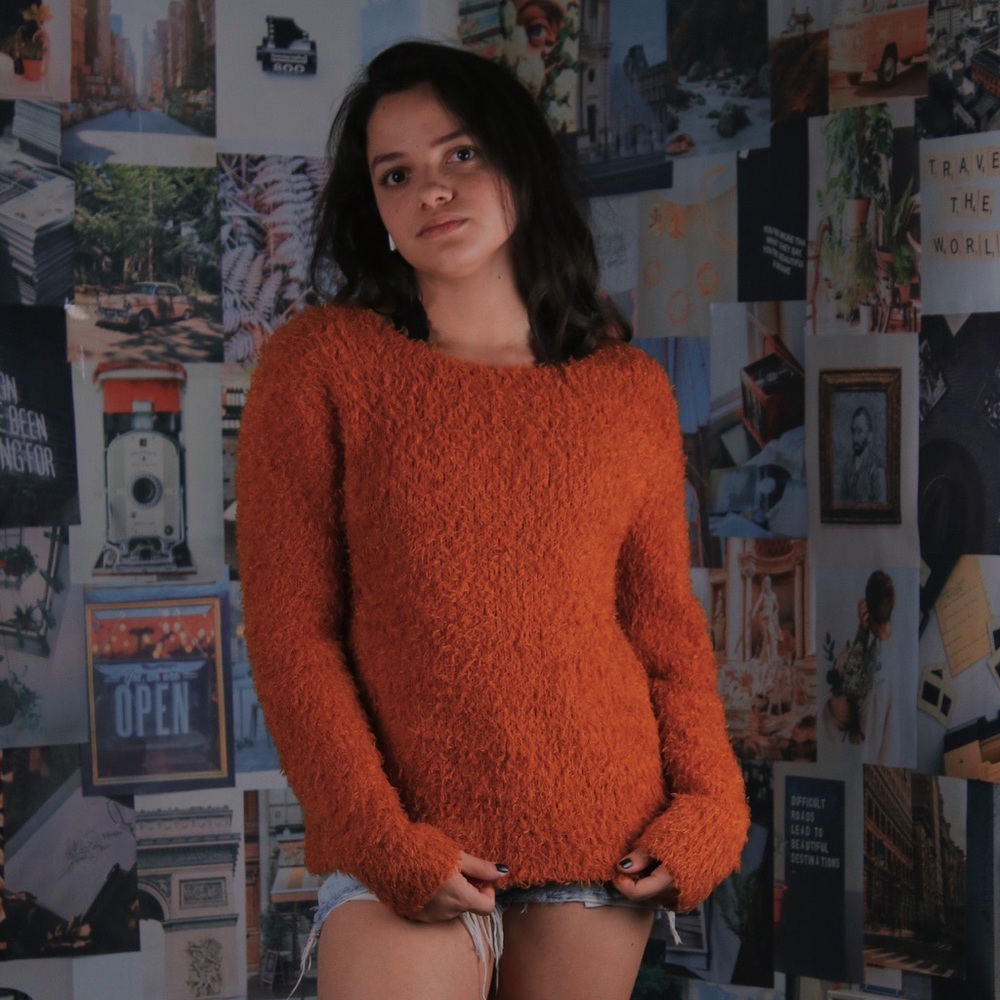 Burnt orange soft furry sweater
